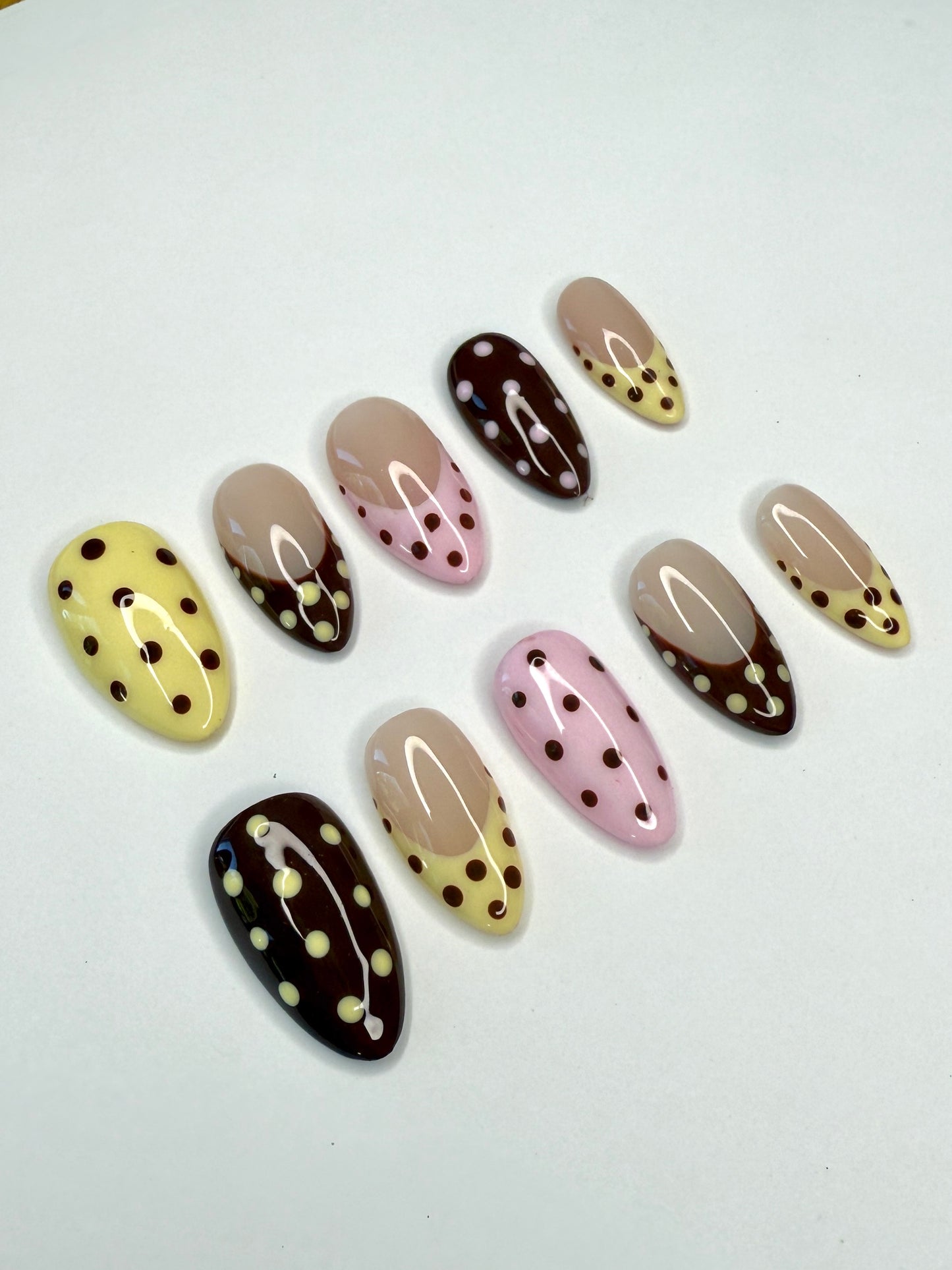 Pink, Brown & Yellow Polka Dots