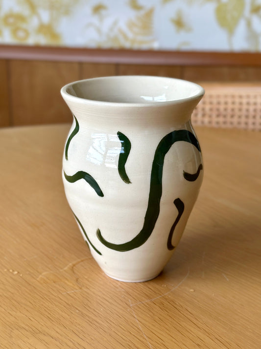 Green Squiggles Vase