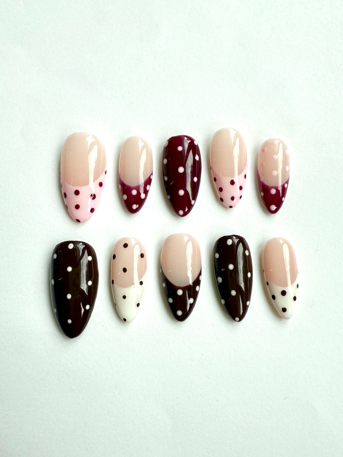 Wine & Brown Polka Dots