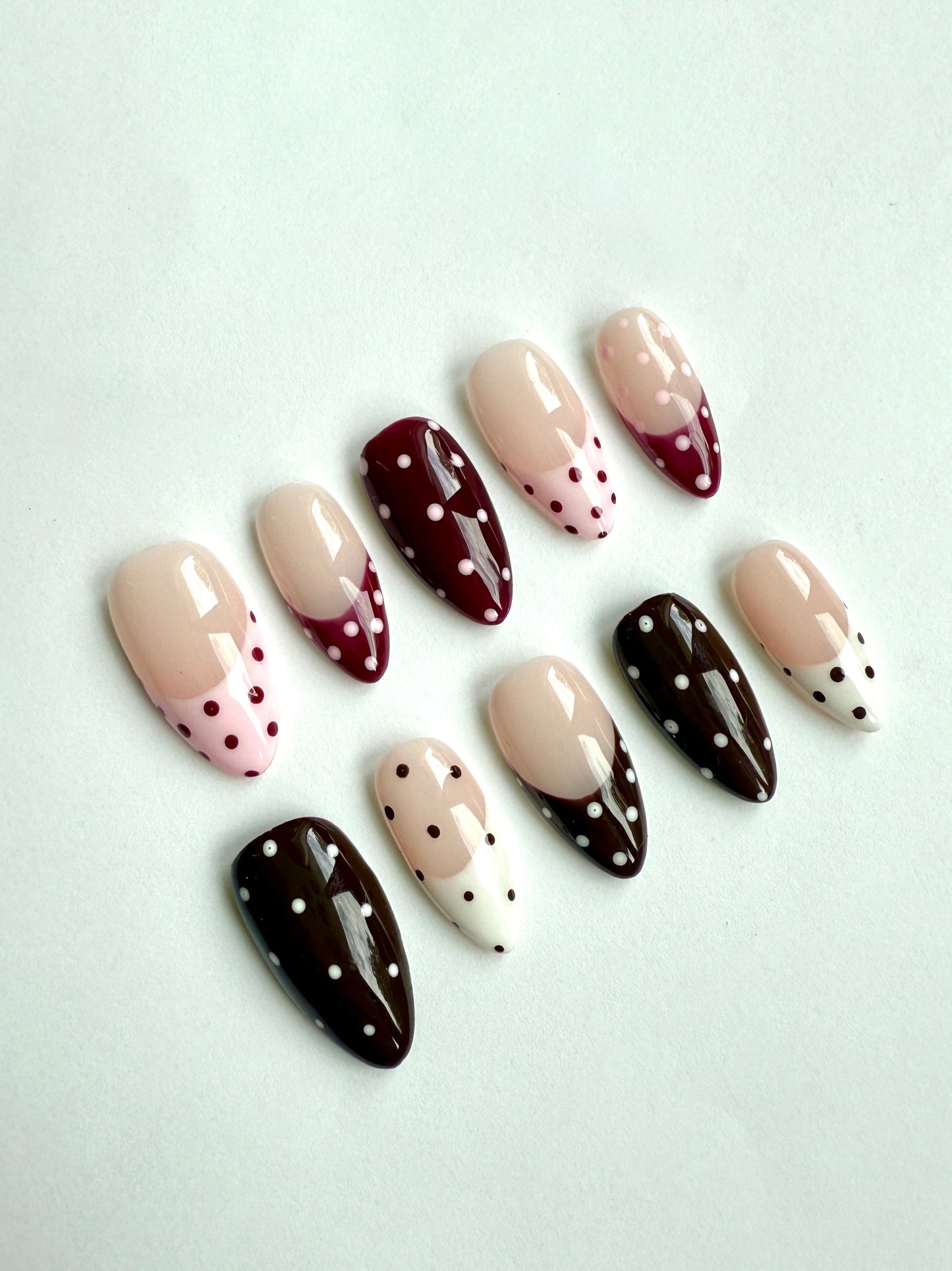 Wine & Brown Polka Dots