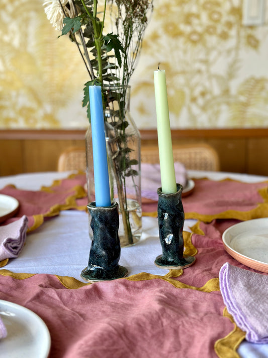 Dark Teal Candle Stick Holders