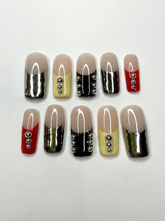Black, Red & Yellow Studs