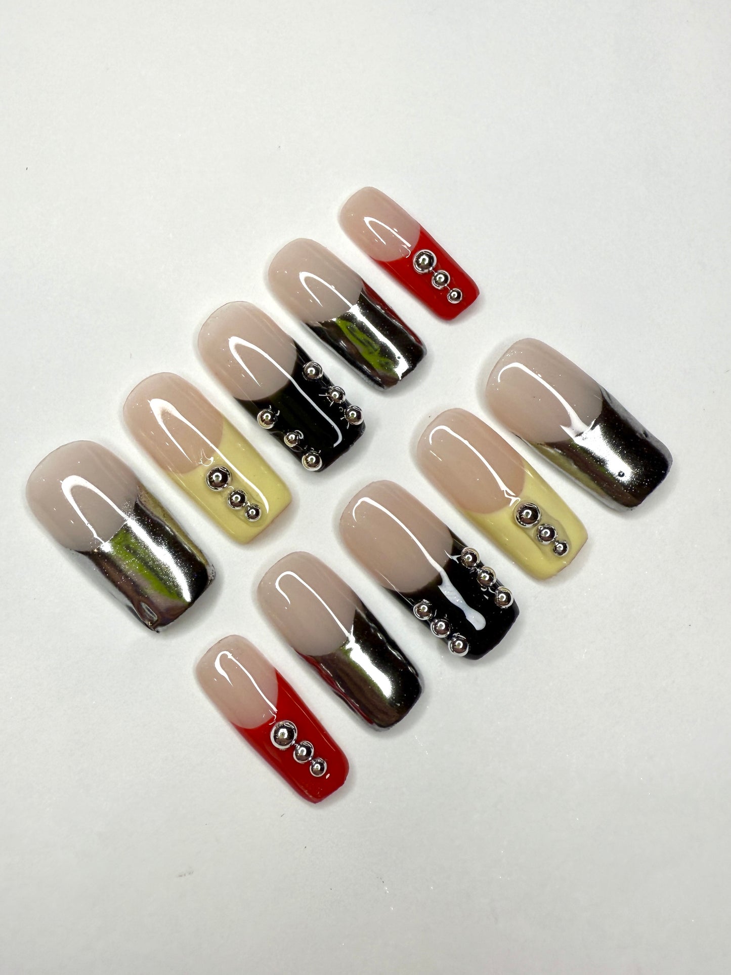 Black, Red & Yellow Studs