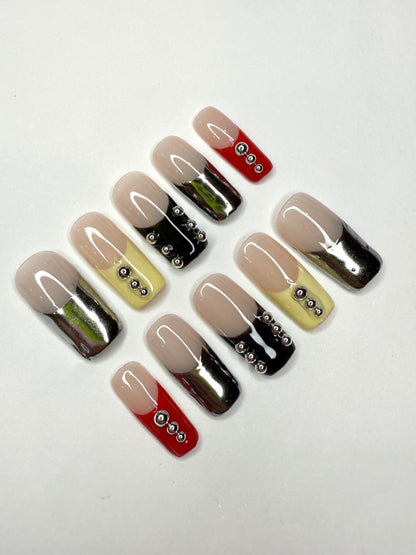Black, Red & Yellow Studs