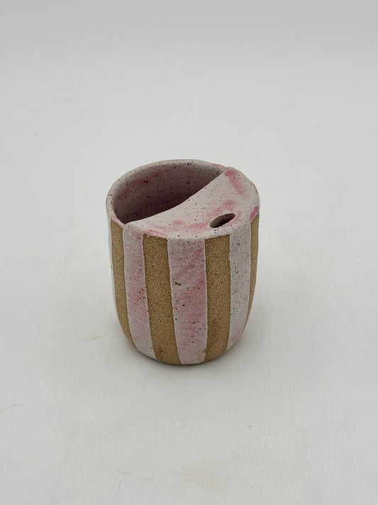 Pink Striped Travel Mug/Sippy Cup
